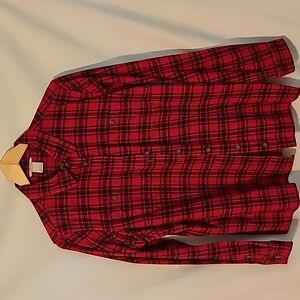 Duluth Trading Co Free Swingin' Flannel Shirt sz LG Red Black Plaid